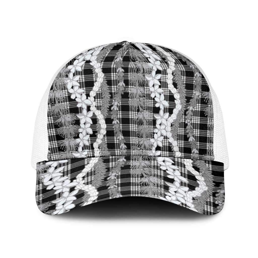 Hawaiian Ohia Lehua Lei Baseball Net Cap Plaid Palaka Eleele Pattern - Polynesian Pride