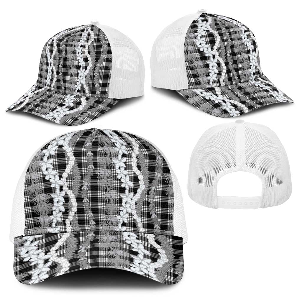 Hawaiian Ohia Lehua Lei Baseball Net Cap Plaid Palaka Eleele Pattern - Polynesian Pride