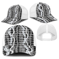 Hawaiian Ohia Lehua Lei Baseball Net Cap Plaid Palaka Eleele Pattern - Polynesian Pride
