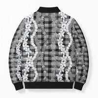 Hawaiian Ohia Lehua Lei Bomber Puffer Jacket Plaid Palaka Eleele Pattern - Polynesian Pride