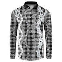 Hawaiian Ohia Lehua Lei Button Sweatshirt Plaid Palaka Eleele Pattern - Polynesian Pride