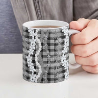 Hawaiian Ohia Lehua Lei Ceramic Mug Plaid Palaka Eleele Pattern - Polynesian Pride
