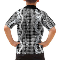 Hawaiian Ohia Lehua Lei Family Matching Off Shoulder Maxi Dress and Hawaiian Shirt Plaid Palaka Eleele Pattern - Polynesian Pride