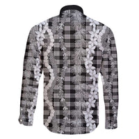 Hawaiian Ohia Lehua Lei Family Matching Off Shoulder Maxi Dress and Hawaiian Shirt Plaid Palaka Eleele Pattern - Polynesian Pride