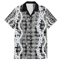 Hawaiian Ohia Lehua Lei Family Matching Puletasi and Hawaiian Shirt Plaid Palaka Eleele Pattern - Polynesian Pride