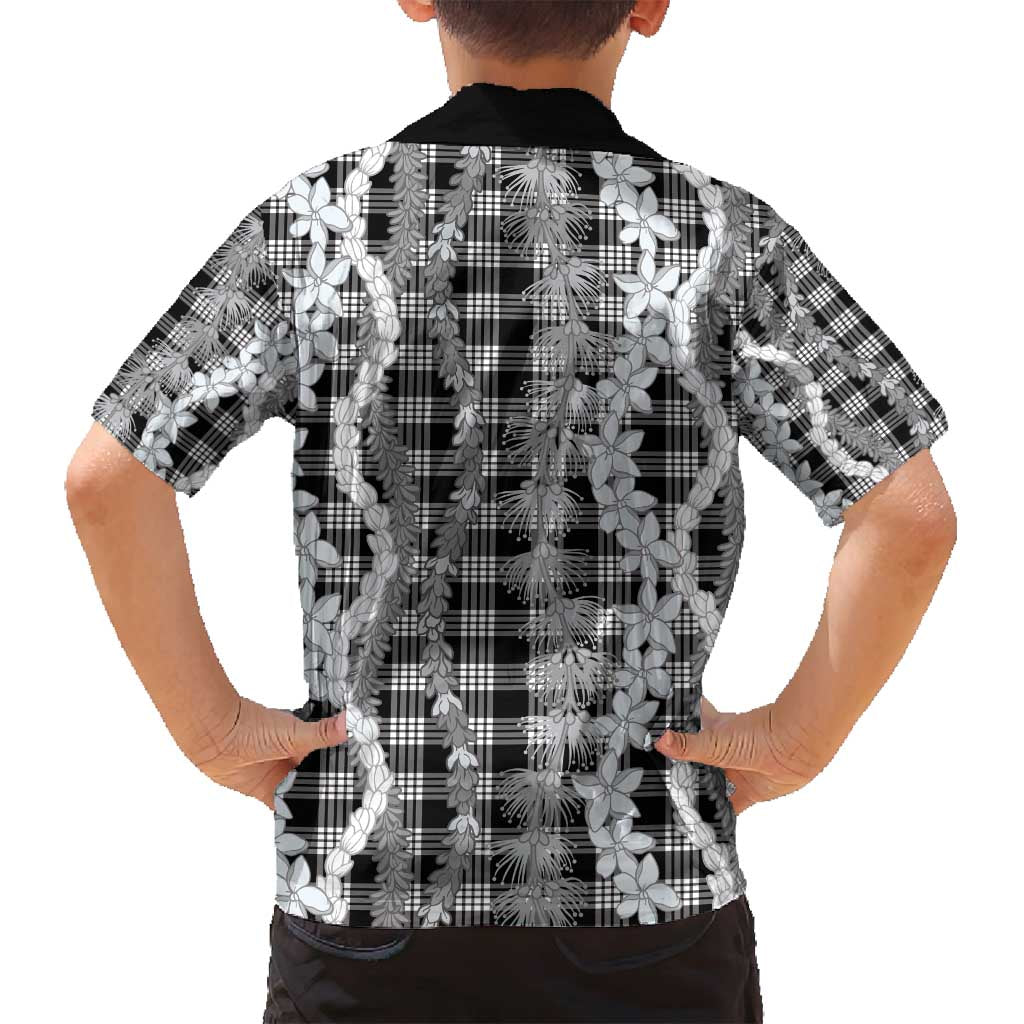 Hawaiian Ohia Lehua Lei Family Matching Summer Maxi Dress and Hawaiian Shirt Plaid Palaka Eleele Pattern - Polynesian Pride