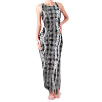 Hawaiian Ohia Lehua Lei Family Matching Tank Maxi Dress and Hawaiian Shirt Plaid Palaka Eleele Pattern - Polynesian Pride