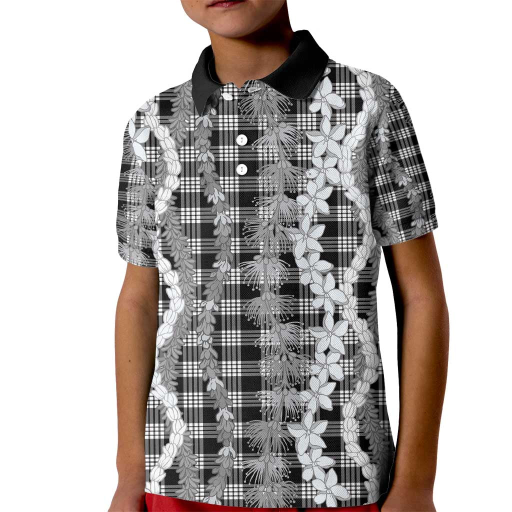 Hawaiian Ohia Lehua Lei Kid Polo Shirt Plaid Palaka Eleele Pattern - Polynesian Pride