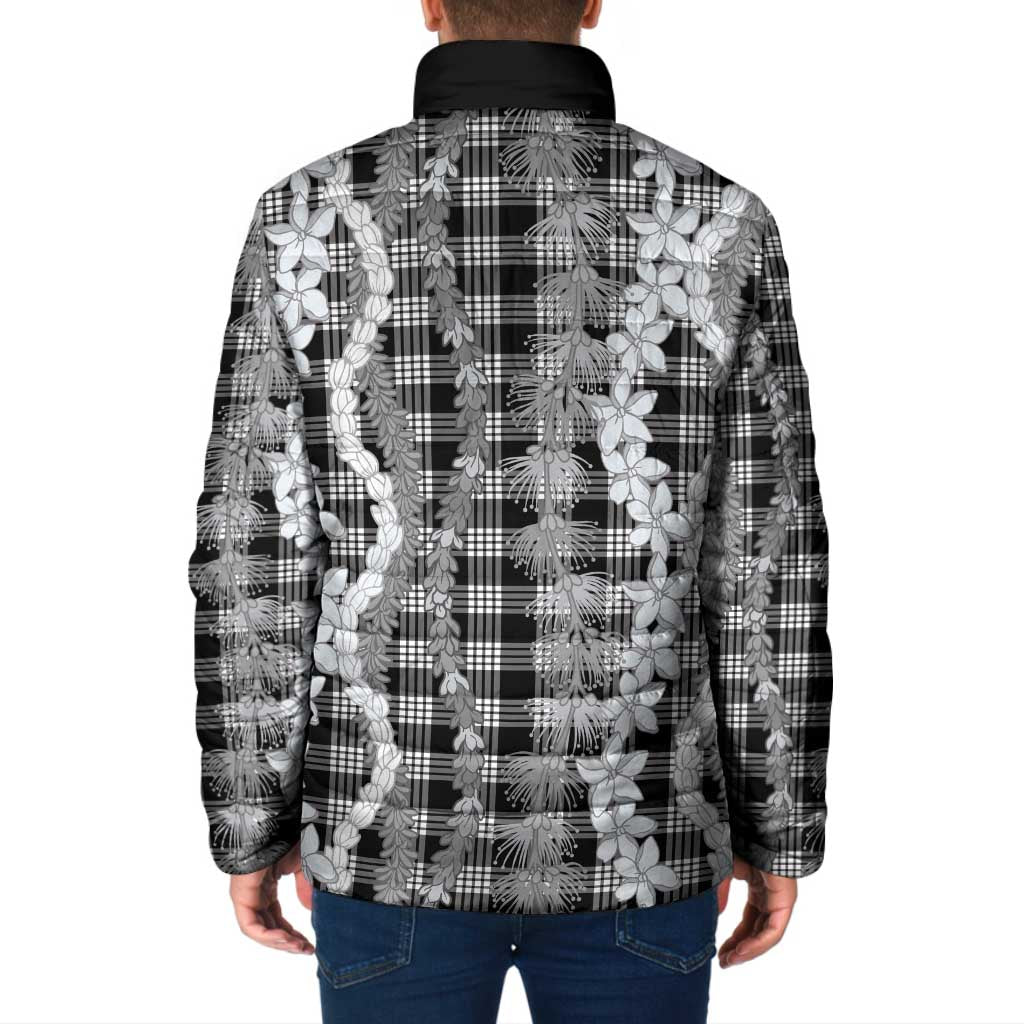 Hawaiian Ohia Lehua Lei Padded Jacket Plaid Palaka Eleele Pattern - Polynesian Pride