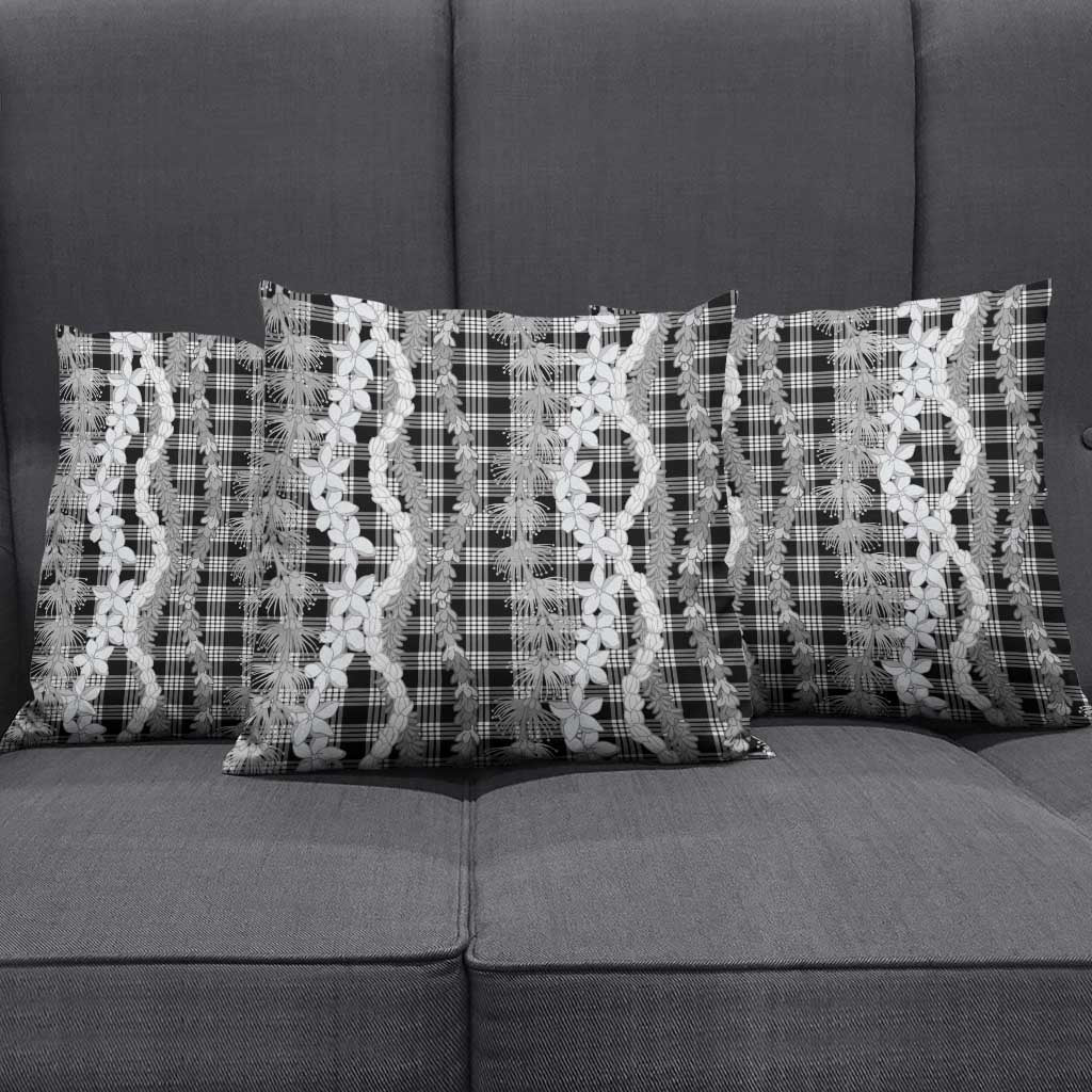 Hawaiian Ohia Lehua Lei Pillow Cover Plaid Palaka Eleele Pattern - Polynesian Pride