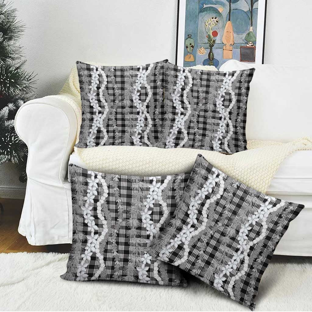 Hawaiian Ohia Lehua Lei Pillow Cover Plaid Palaka Eleele Pattern - Polynesian Pride