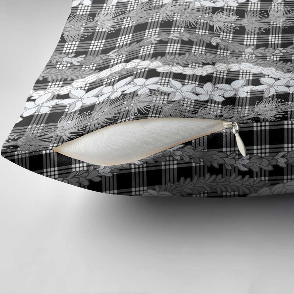 Hawaiian Ohia Lehua Lei Pillow Cover Plaid Palaka Eleele Pattern - Polynesian Pride