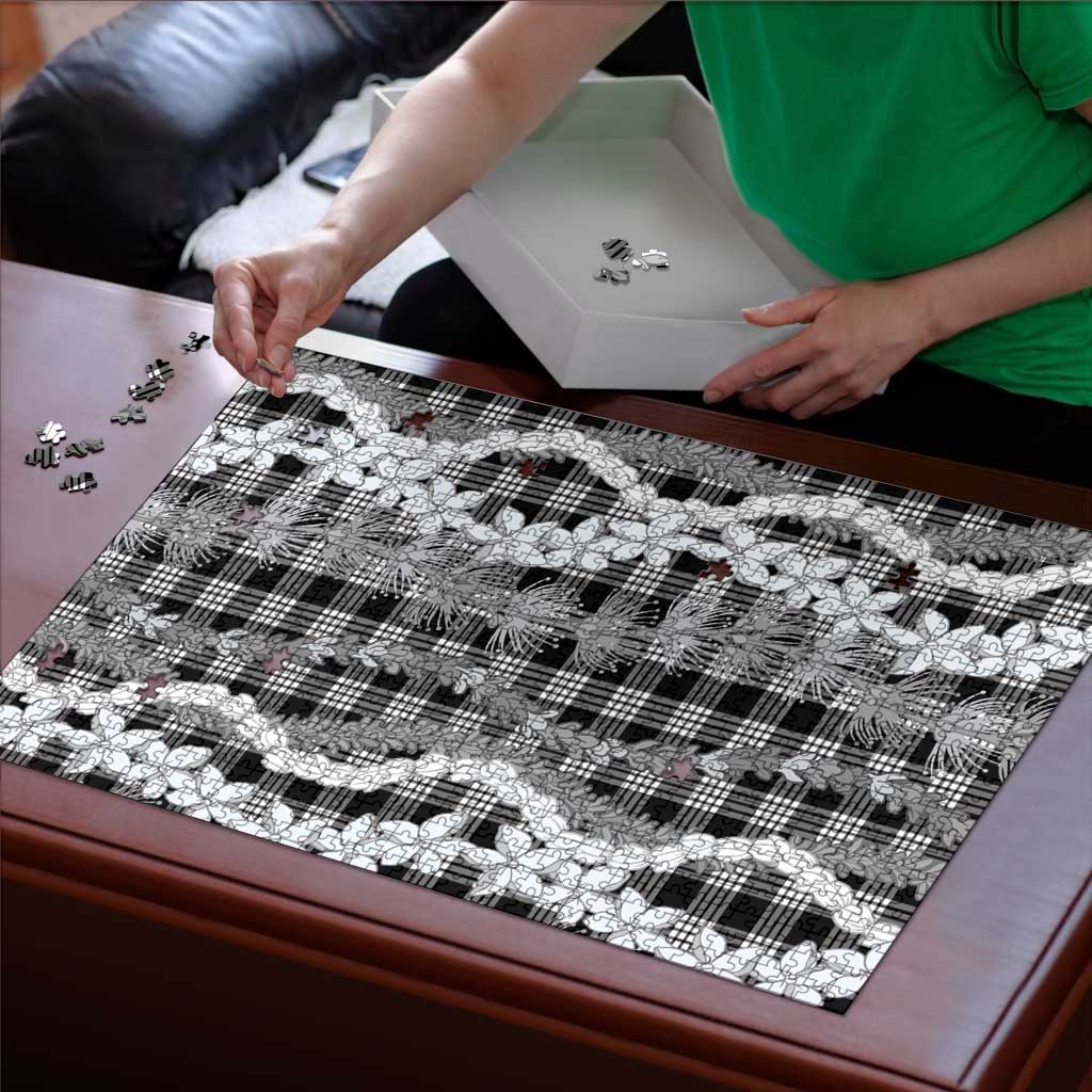 Hawaiian Ohia Lehua Lei Puzzle Plaid Palaka Eleele Pattern - Polynesian Pride