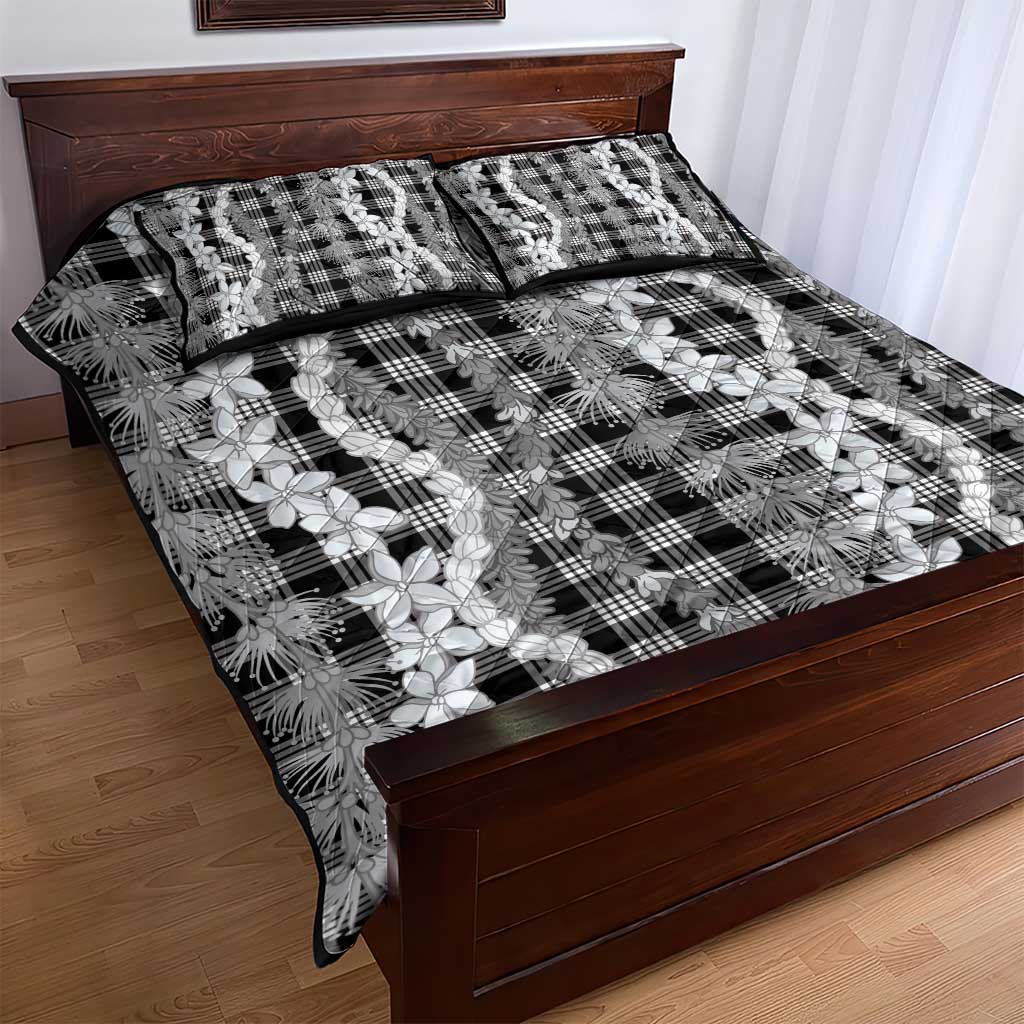 Hawaiian Ohia Lehua Lei Quilt Bed Set Plaid Palaka Eleele Pattern - Polynesian Pride