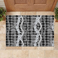 Hawaiian Ohia Lehua Lei Rubber Doormat Plaid Palaka Eleele Pattern - Polynesian Pride