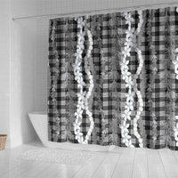 Hawaiian Ohia Lehua Lei Shower Curtain Plaid Palaka Eleele Pattern - Polynesian Pride
