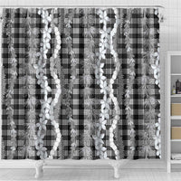 Hawaiian Ohia Lehua Lei Shower Curtain Plaid Palaka Eleele Pattern - Polynesian Pride
