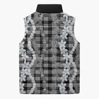 Hawaiian Ohia Lehua Lei Sleeveless Puffer Jacket Plaid Palaka Eleele Pattern - Polynesian Pride