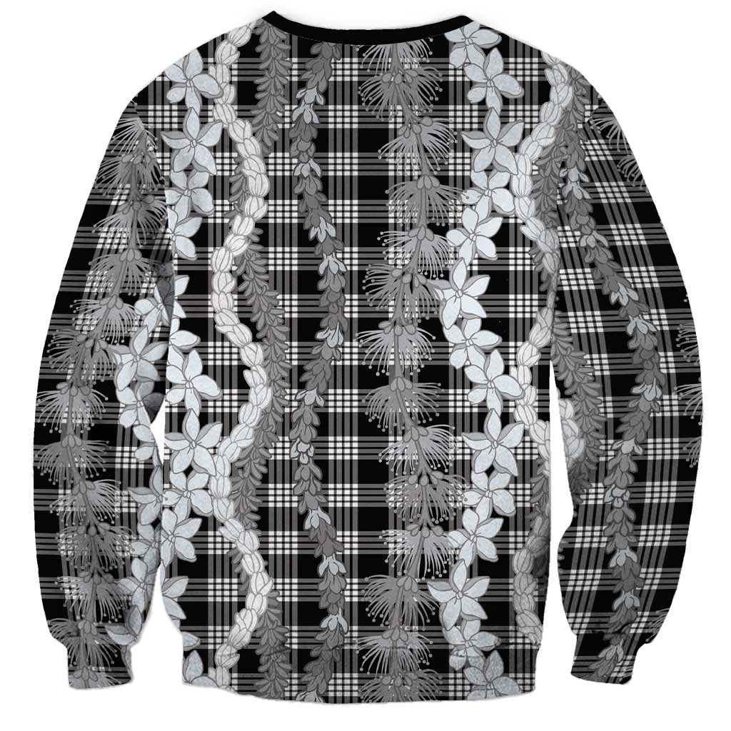 Hawaiian Ohia Lehua Lei Sweatshirt Plaid Palaka Eleele Pattern - Polynesian Pride