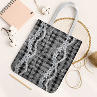 Hawaiian Ohia Lehua Lei Tote Bag Plaid Palaka Eleele Pattern - Polynesian Pride