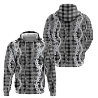 Hawaiian Ohia Lehua Lei Zip Hoodie Plaid Palaka Eleele Pattern - Polynesian Pride