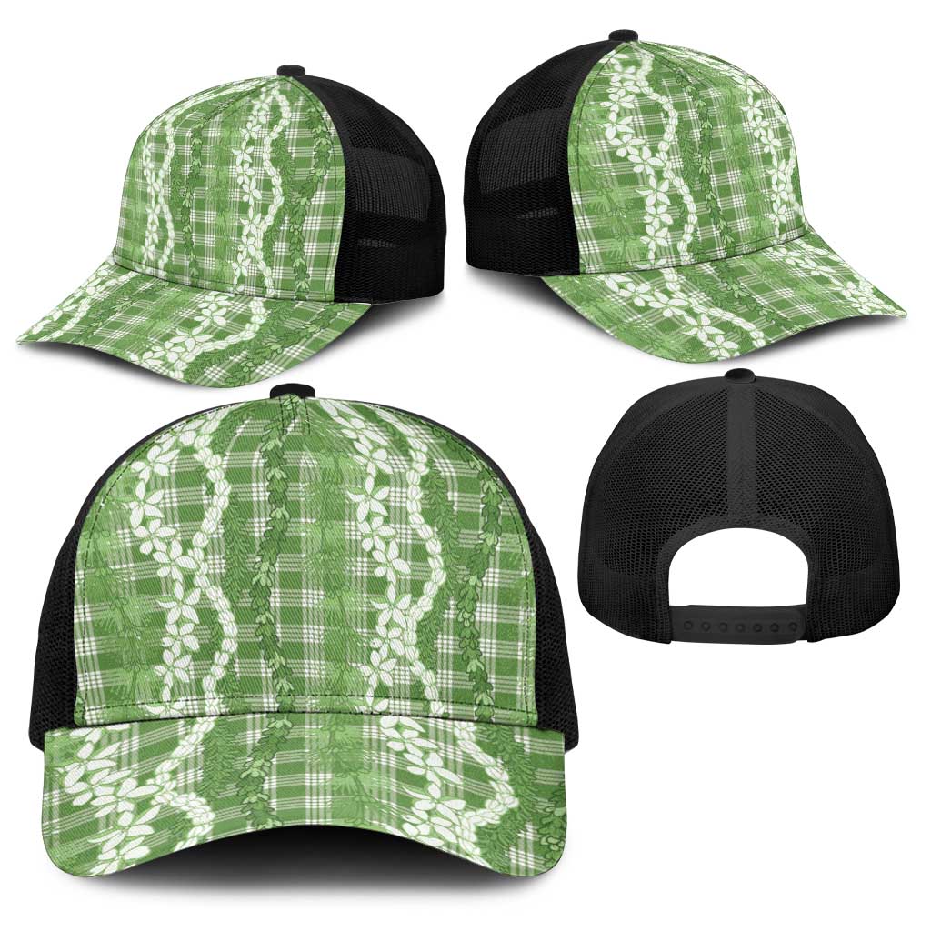 Hawaiian Ohia Lehua Lei Baseball Net Cap Plaid Palaka Omaomao Pattern - Polynesian Pride