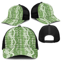 Hawaiian Ohia Lehua Lei Baseball Net Cap Plaid Palaka Omaomao Pattern - Polynesian Pride