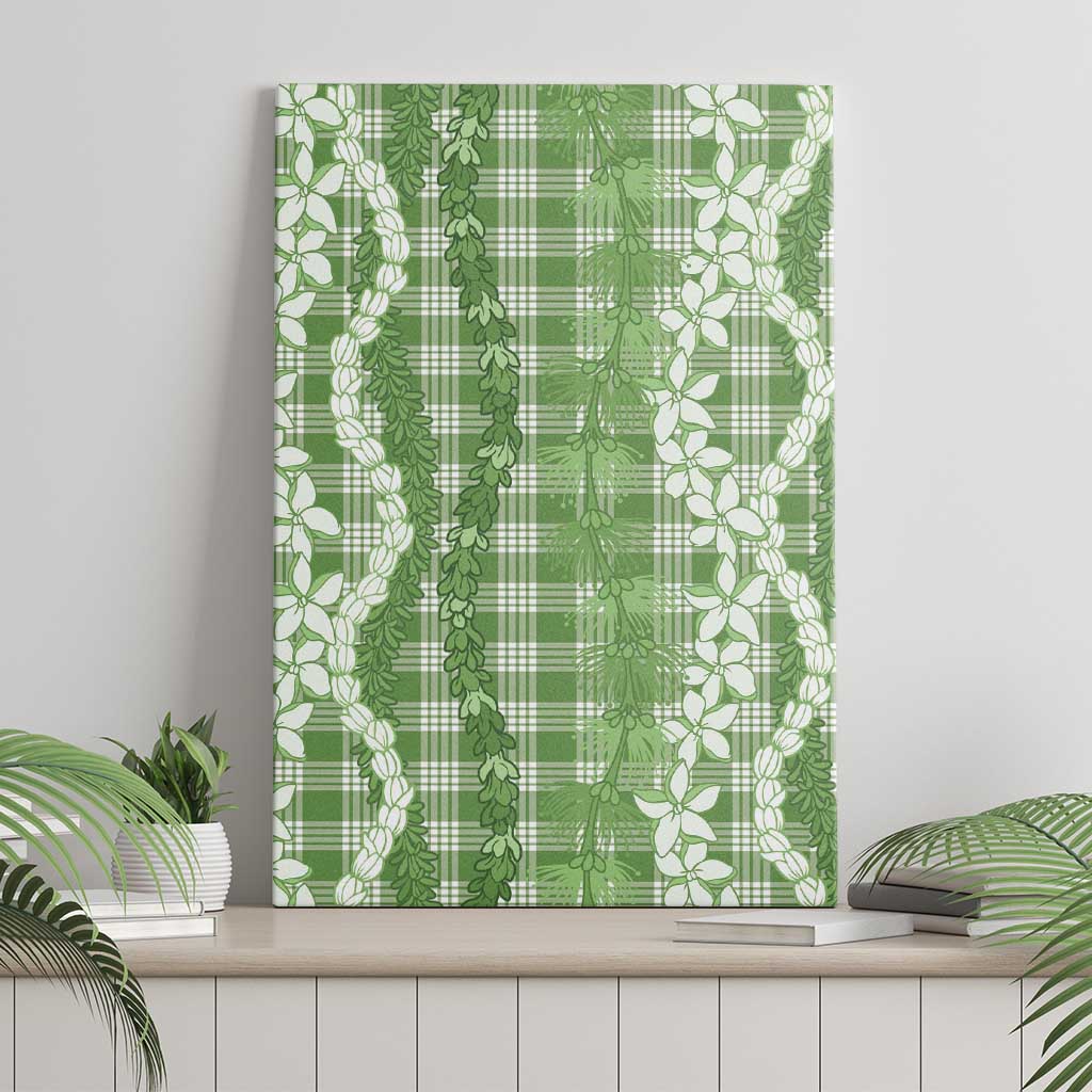 Hawaiian Ohia Lehua Lei Canvas Wall Art Plaid Palaka Omaomao Pattern - Polynesian Pride