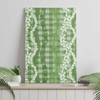 Hawaiian Ohia Lehua Lei Canvas Wall Art Plaid Palaka Omaomao Pattern - Polynesian Pride