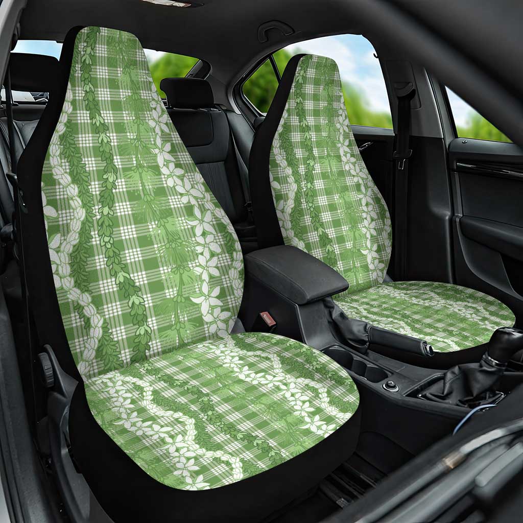 Hawaiian Ohia Lehua Lei Car Seat Cover Plaid Palaka Omaomao Pattern - Polynesian Pride