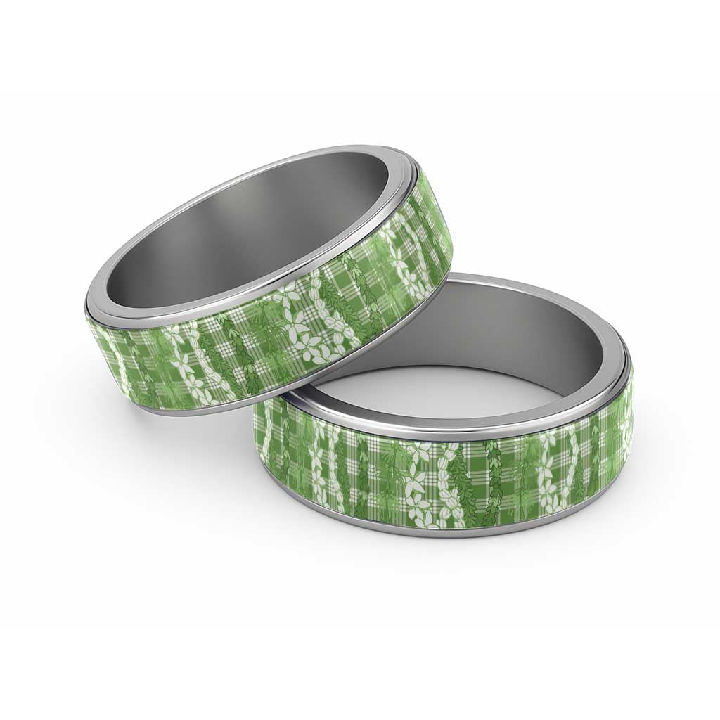 Hawaiian Ohia Lehua Lei Classic Ring Plaid Palaka Omaomao Pattern - Polynesian Pride