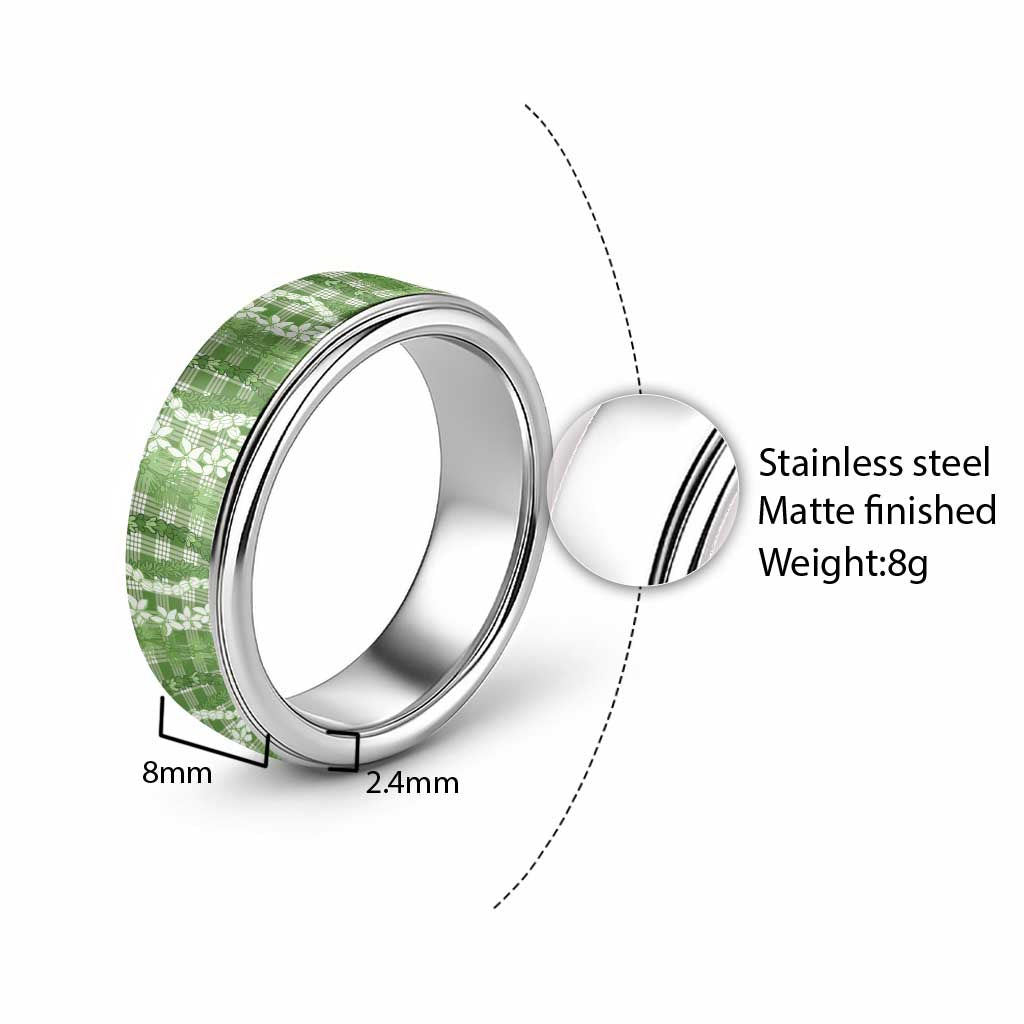 Hawaiian Ohia Lehua Lei Classic Ring Plaid Palaka Omaomao Pattern - Polynesian Pride