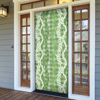 Hawaiian Ohia Lehua Lei Door Cover Plaid Palaka Omaomao Pattern - Polynesian Pride