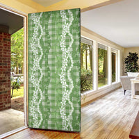 Hawaiian Ohia Lehua Lei Door Cover Plaid Palaka Omaomao Pattern - Polynesian Pride