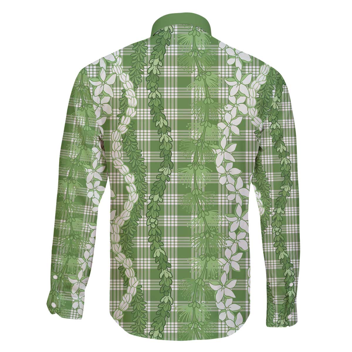 Hawaiian Ohia Lehua Lei Family Matching Off The Shoulder Long Sleeve Dress and Hawaiian Shirt Plaid Palaka Omaomao Pattern - Polynesian Pride