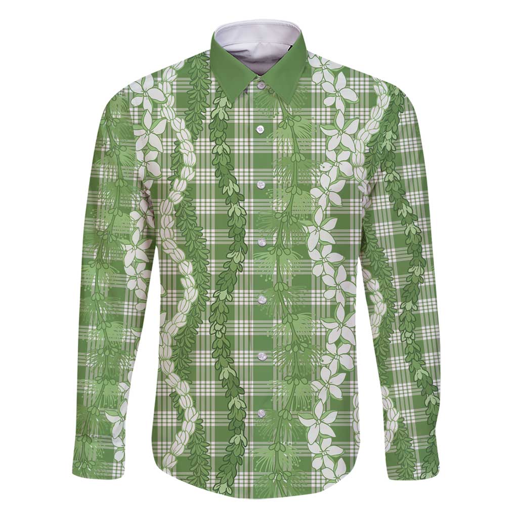 Hawaiian Ohia Lehua Lei Family Matching Off Shoulder Short Dress and Hawaiian Shirt Plaid Palaka Omaomao Pattern - Polynesian Pride