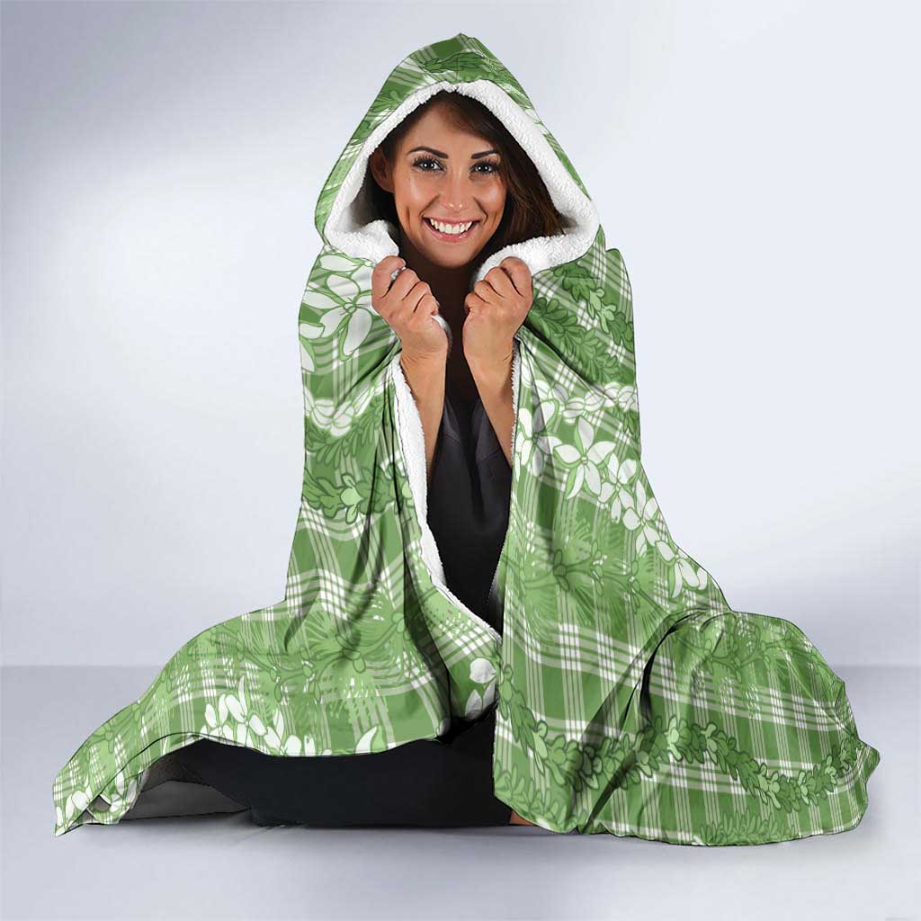 Hawaiian Ohia Lehua Lei Hooded Blanket Plaid Palaka Omaomao Pattern - Polynesian Pride