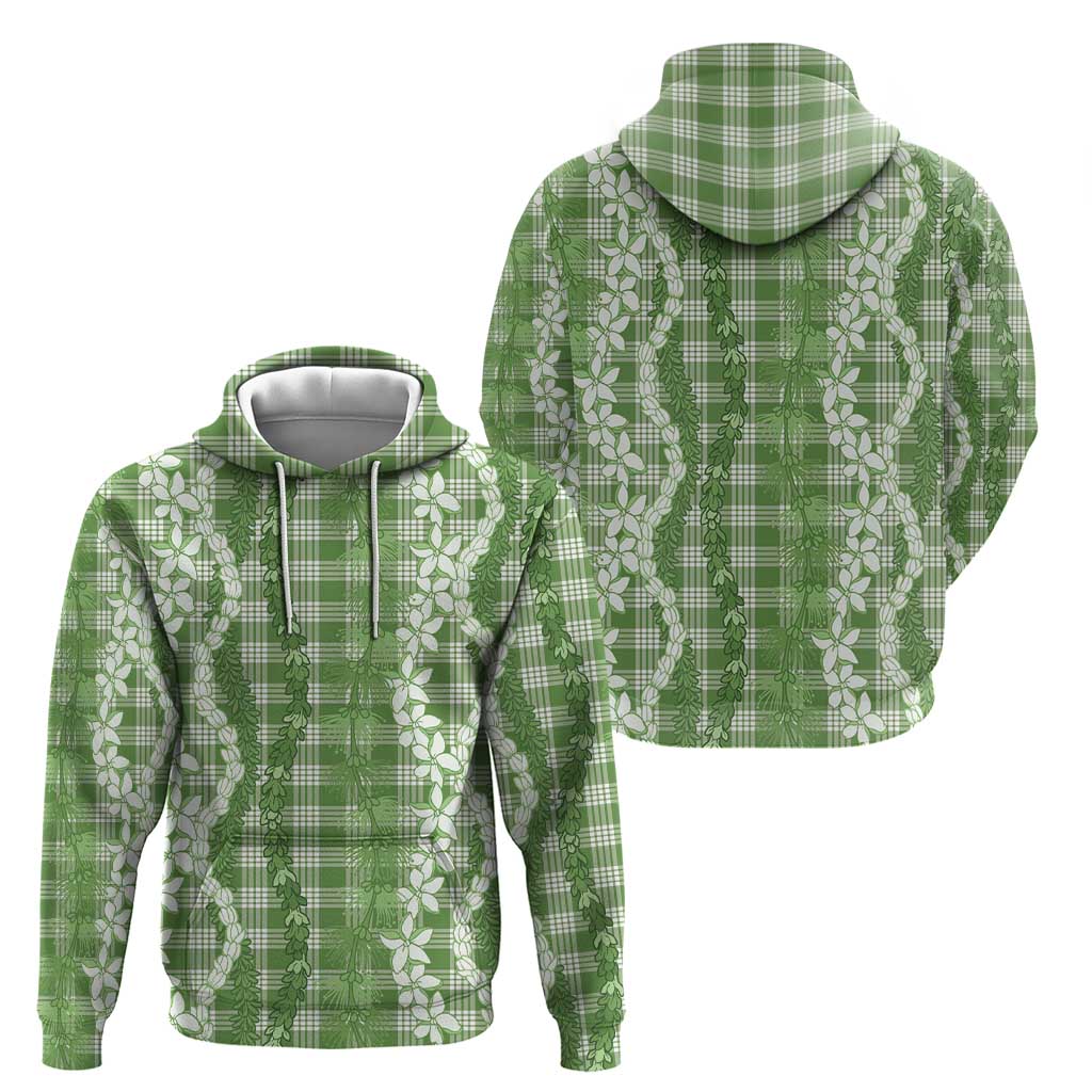 Hawaiian Ohia Lehua Lei Hoodie Plaid Palaka Omaomao Pattern - Polynesian Pride