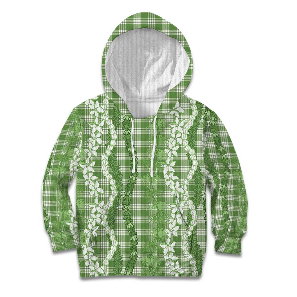 Hawaiian Ohia Lehua Lei Kid Hoodie Plaid Palaka Omaomao Pattern - Polynesian Pride