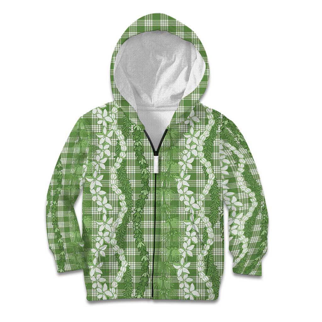 Hawaiian Ohia Lehua Lei Kid Hoodie Plaid Palaka Omaomao Pattern - Polynesian Pride