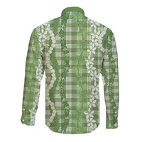 Hawaiian Ohia Lehua Lei Long Sleeve Button Shirt Plaid Palaka Omaomao Pattern - Polynesian Pride