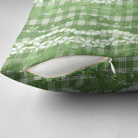 Hawaiian Ohia Lehua Lei Pillow Cover Plaid Palaka Omaomao Pattern - Polynesian Pride