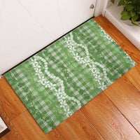 Hawaiian Ohia Lehua Lei Rubber Doormat Plaid Palaka Omaomao Pattern - Polynesian Pride