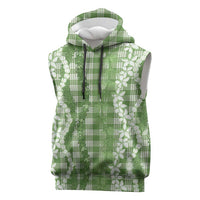 Hawaiian Ohia Lehua Lei Sleeveless Hoodie Plaid Palaka Omaomao Pattern - Polynesian Pride