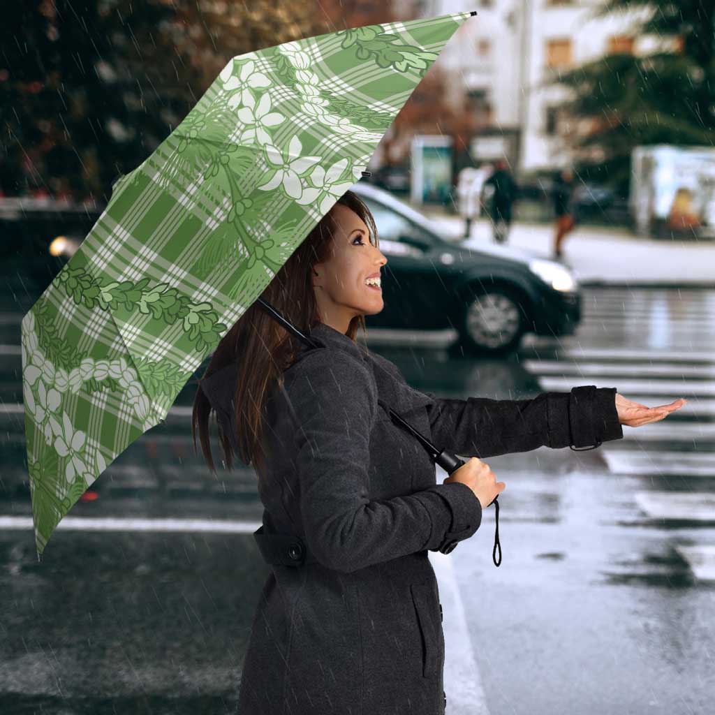 Hawaiian Ohia Lehua Lei Umbrella Plaid Palaka Omaomao Pattern - Polynesian Pride