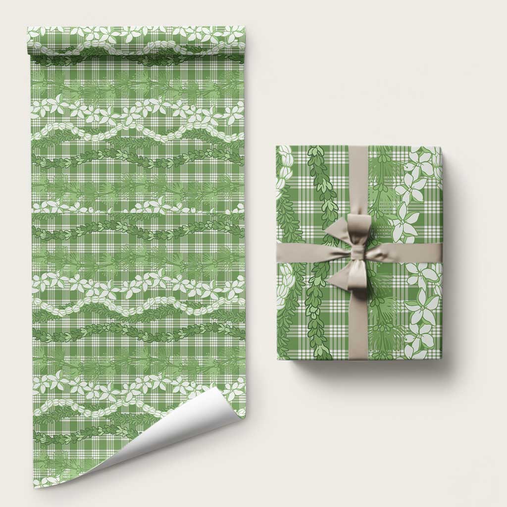 Hawaiian Ohia Lehua Lei Wrapping Paper Plaid Palaka Omaomao Pattern - Polynesian Pride