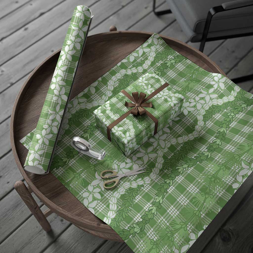Hawaiian Ohia Lehua Lei Wrapping Paper Plaid Palaka Omaomao Pattern - Polynesian Pride