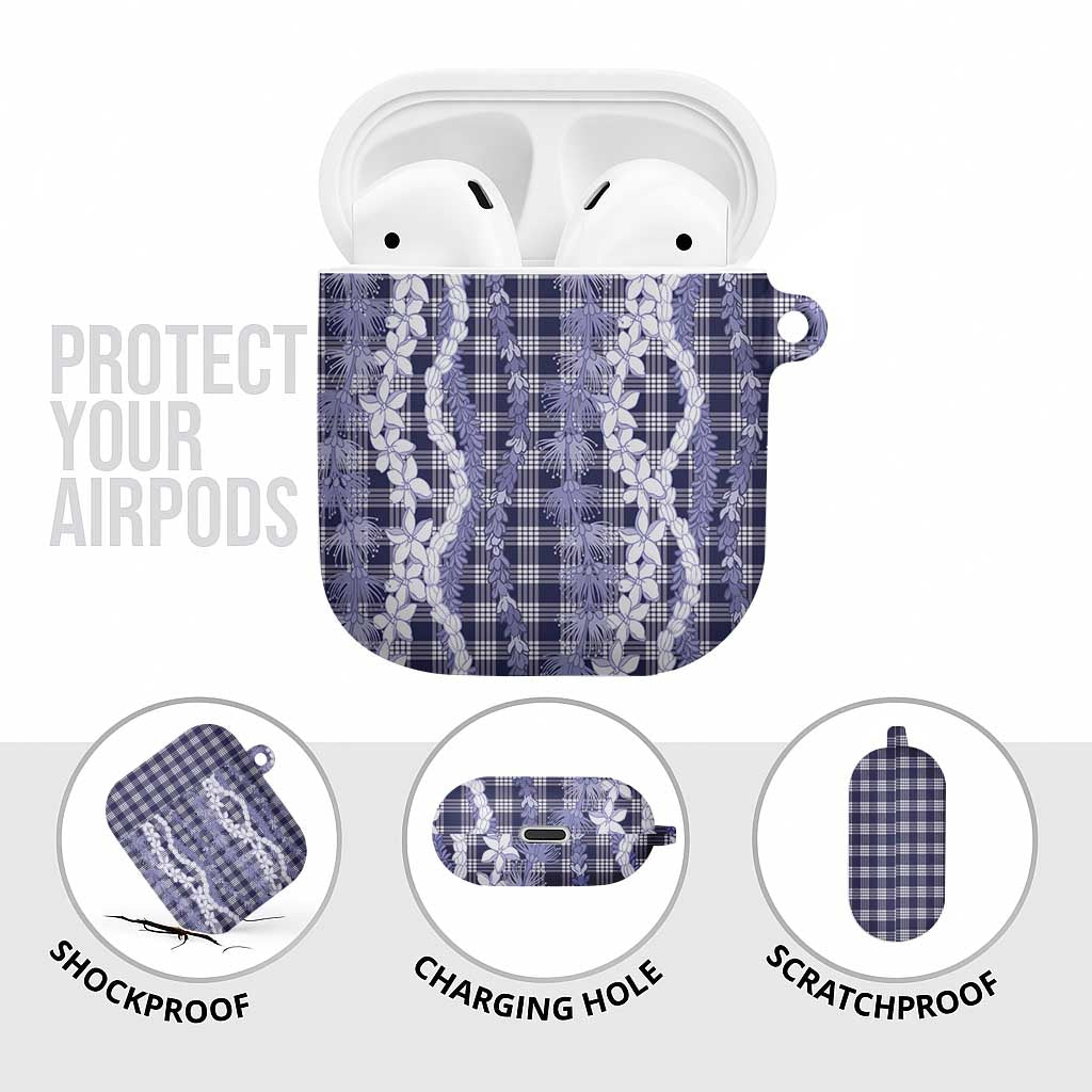 Hawaiian Ohia Lehua Lei AirPods Case Plaid Palaka Uliuli hohonu Pattern - Polynesian Pride