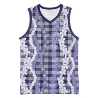 Hawaiian Ohia Lehua Lei Basketball Jersey Plaid Palaka Uliuli hohonu Pattern - Polynesian Pride