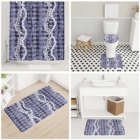 Hawaiian Ohia Lehua Lei Bathroom Set Plaid Palaka Uliuli hohonu Pattern - Polynesian Pride